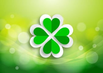 Four Leaf Clover,St.Patrick's Day, Green Background, Design Element,