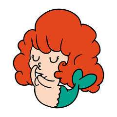 cartoon of cute kawaii mermaid girl