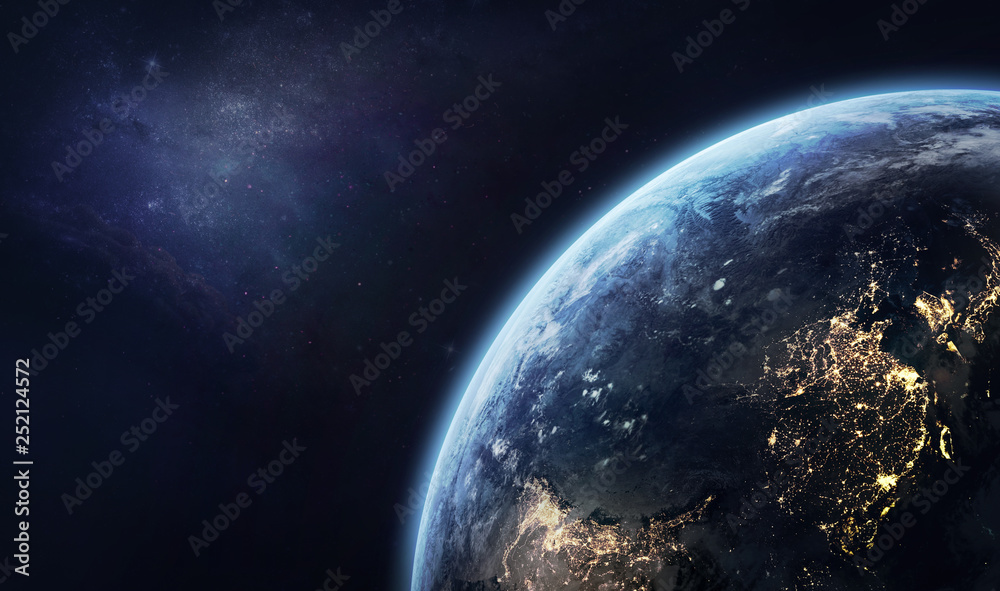 Poster planet earth sphere with day and night. civilization. space wallpaper. elements of this image furnis