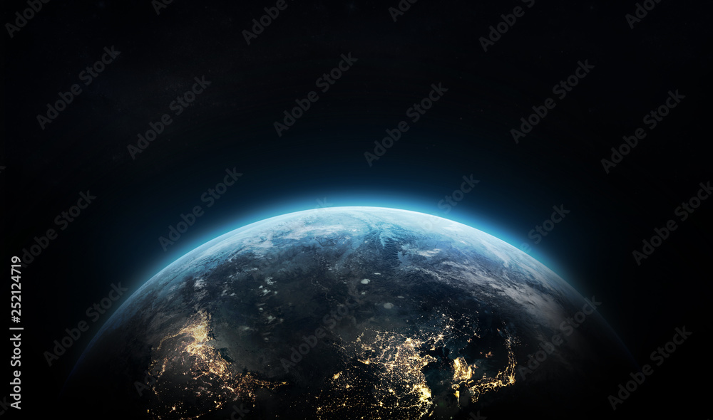 Poster Planet Earth from outer space view. Elements of this image furnished by NASA