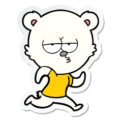sticker of a bored polar bear running cartoon