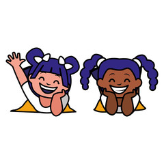 happy interracial girls characters