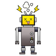 gradient shaded cartoon malfunctioning robot