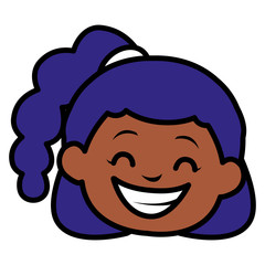 cute black girl head character
