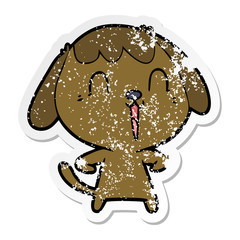 distressed sticker of a cute cartoon dog