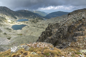 Amazing Landscape with fog over Musalenski lakes,  Rila mountain, Bulgaria