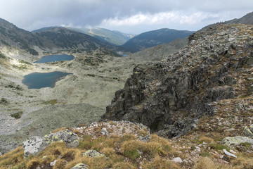 Amazing Landscape with fog over Musalenski lakes,  Rila mountain, Bulgaria