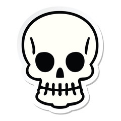 sticker of a quirky hand drawn cartoon skull
