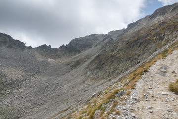Rocky Landscape from Hiking Route to climbing a Musala peak, Rila mountain, Bulgaria
