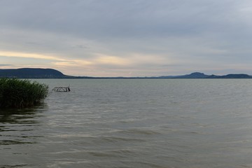 Nice sunset at lake Balaton, Hungary
