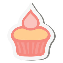 Sticker cake with cream rose isolated on white background. Vector illustration.