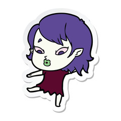 sticker of a cute cartoon vampire girl