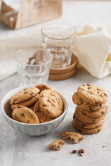 cookies and glasses on wooden table