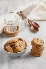 cookies and glasses on wooden table