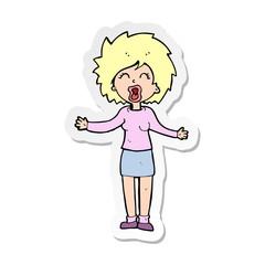 sticker of a cartoon loud woman