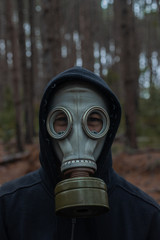 man in gas mask