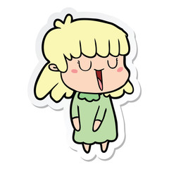 sticker of a cartoon woman laughing