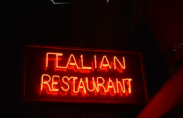 Italian Restaurant sign in neon