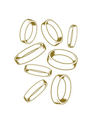 ringe viele muster heiraten hochzeit schmuck junggesellenabschied gold paar liebe verliebt antrag verlobt frau mann pärchen clipart design