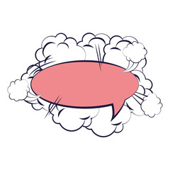 speech bubble with smoke pop art style