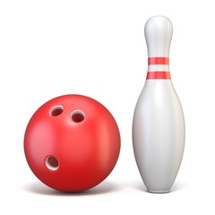 Ball and pin of bowling 3D