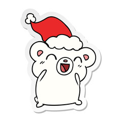 christmas sticker cartoon of kawaii polar bear