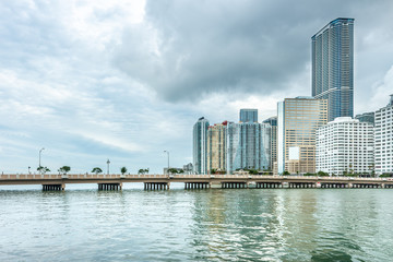 View of Miami downtown with many buildings