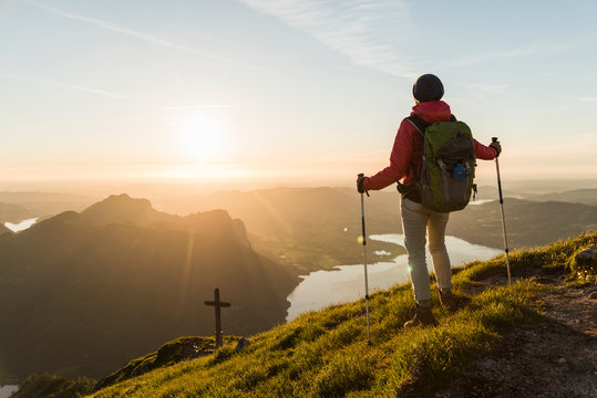 Austrian, Salzkammergut, Woman hiking alone in tha mountains