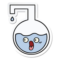 sticker of a cute cartoon science experiment