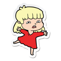 sticker of a cartoon worried woman
