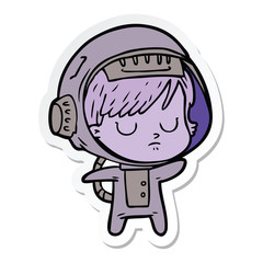 sticker of a cartoon astronaut woman