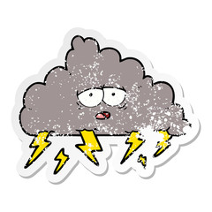 distressed sticker of a cartoon storm cloud