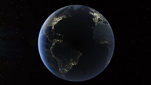 Realistic 3d animated earth showing the borders of the country Kuwait and the capital Kuwait City in 4K resolution at night