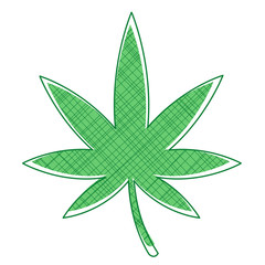 Canabis leaf 2D. Isolated illustration.