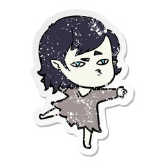 distressed sticker of a cartoon vampire girl