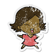 Fototapeta premium distressed sticker of a happy cartoon girl