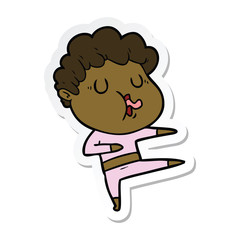 sticker of a cartoon man singing