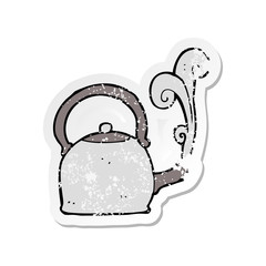retro distressed sticker of a cartoon old kettle