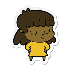 sticker of a cartoon indifferent woman