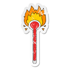 distressed sticker of a cartoon thermometer