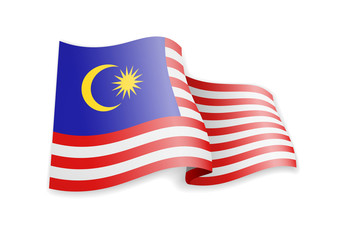 Malaysia flag in the wind. Flag on white background vector illustration