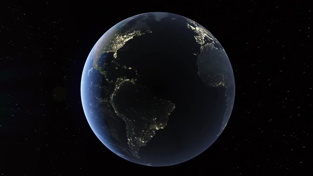 Realistic 3d animated earth showing the borders of the country Madagascar and the capital Antananarivo in 4K resolution at night