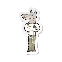 retro distressed sticker of a cartoon funny werewolf