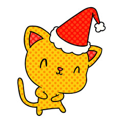 christmas cartoon of kawaii cat