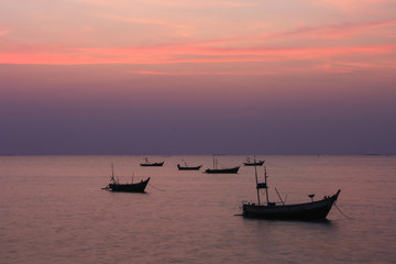 boat at sunset