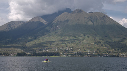 View of Lago San pablo and Cerro Imbabura, located at an altitude of 2700m, Imbabura, Ecuador.