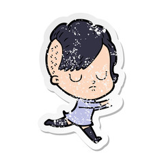 distressed sticker of a cartoon woman