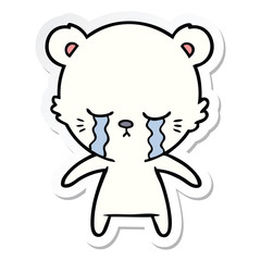 sticker of a crying cartoon polarbear