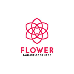 Beauty Monoline Flower Logo Vector Graphic Design