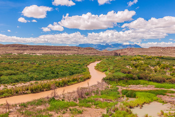 Fototapeta na wymiar The view of the Rio Grande from the Boquillas Canyon Overlook.Big Bend National Park.Texas.USA